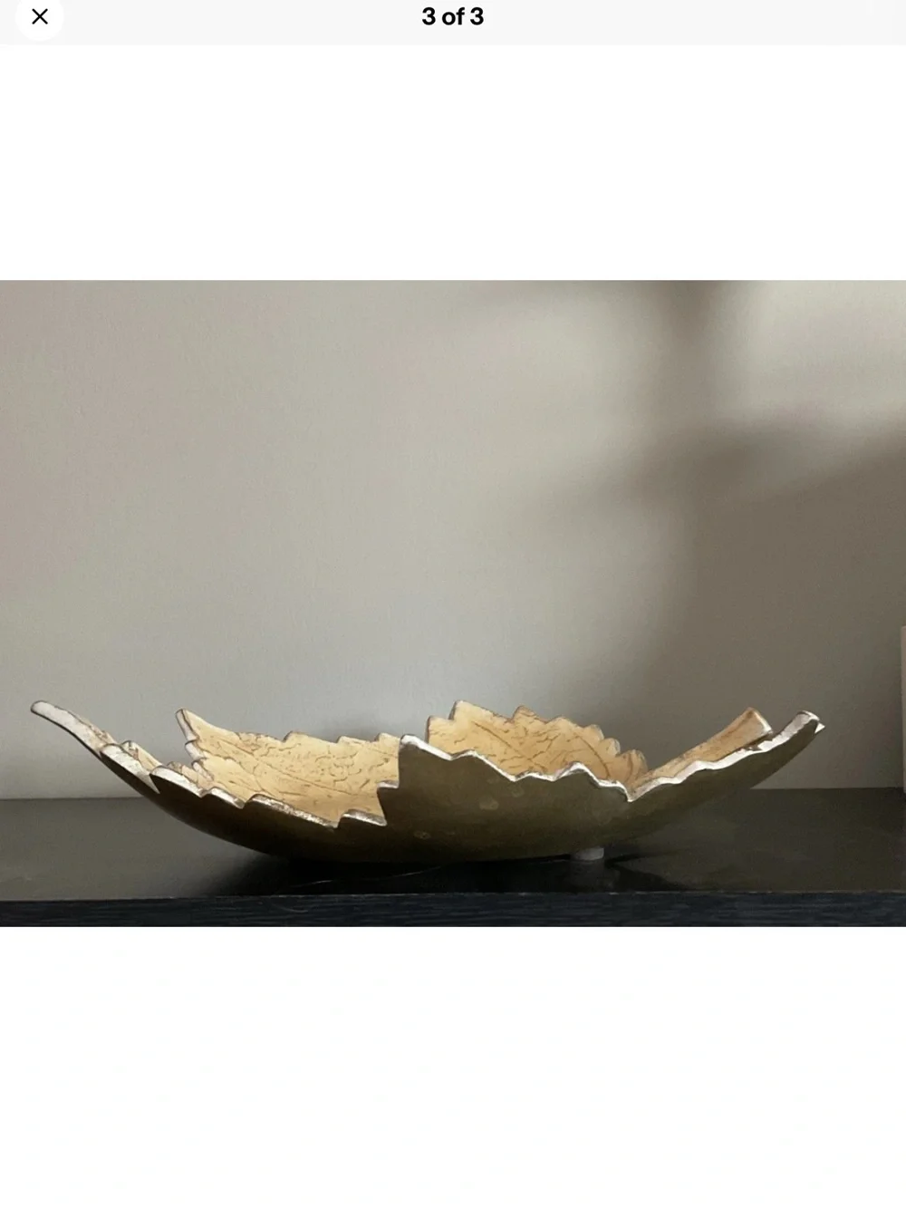 Pier 1 Gold Glazed Maple Leaf Platter Tray Ceramic Footed